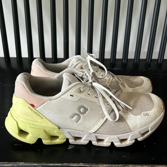 On Cloud Women's Athletic Shoes - White, Pink, Green - Picture 2 of 7